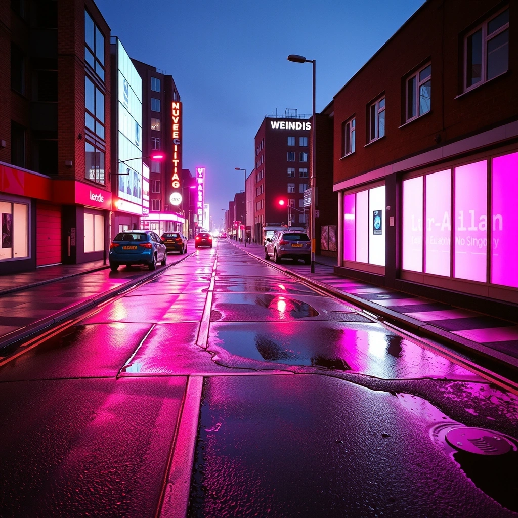 Abstract wireframe map of Leeds showing Euston Road location